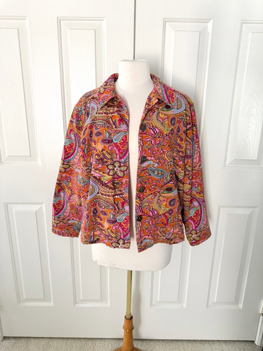 Vintage Coldwater Creek Bright and Corlorful Paisley Embellished Jacket